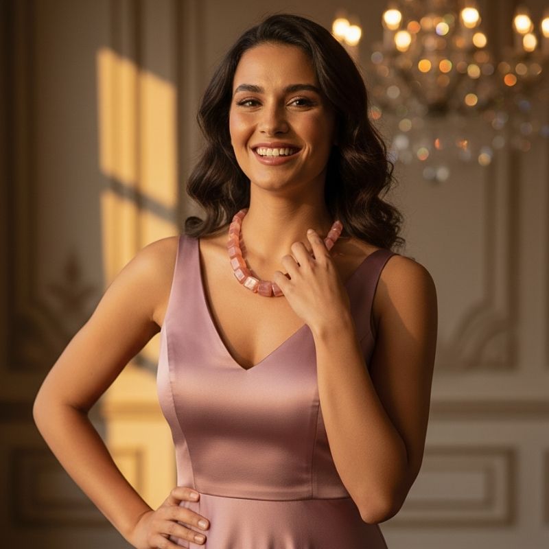 Sweet Glow | Red Strawberry Quartz Stone - For Women | Includes: Necklace