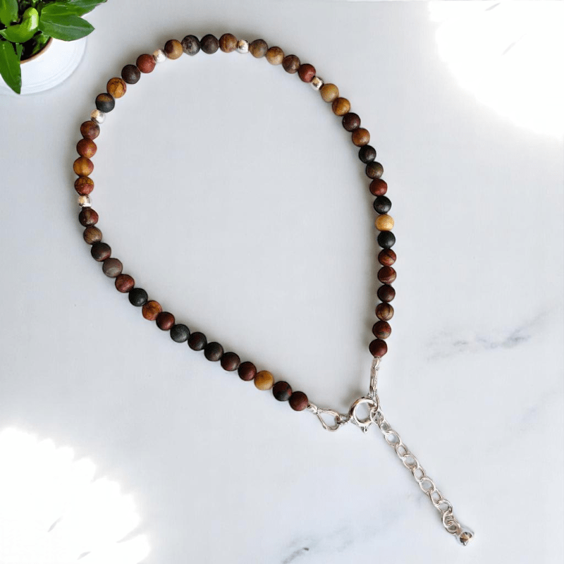Island Glow Anklet | 925 Silver & Jasper Stone - For Women | Includes: Anklet