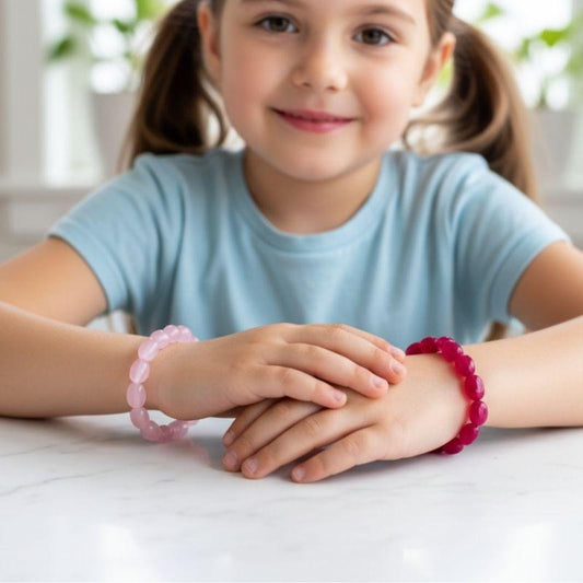 The Romance & Radiance Duo | Rose Quartz & Ruby Quartz – For Kids| Includes: Bracelets (Set Of 2)