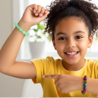The Wisdom & Willpower Duo | Green Aventurine & Multi Agate – For Kids | Includes: Bracelets (Set of 2)