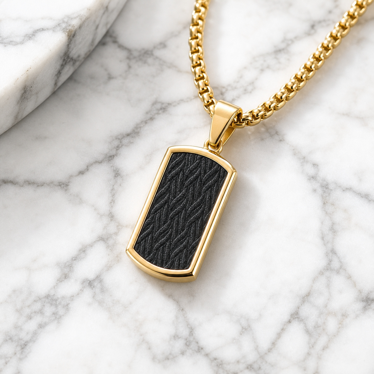 Ultra Posh Black Textured Golden Necklace | 18K PVD REAL Gold Plated- For Men| Includes: Necklace