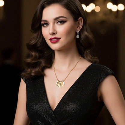 Ultra Modern Roman Necklace | 18K PVD Gold Plated - For Women | Includes: Necklace