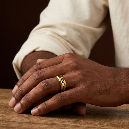 Viking Gothik Golden Ring | 18K Real Gold PVD Plated– For Men | Includes: Ring