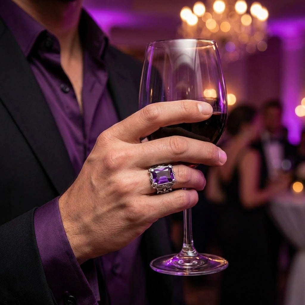 Purple Zircon BOLD Iranian Sword Ring | Titanium Steel– For Men | Includes: Ring