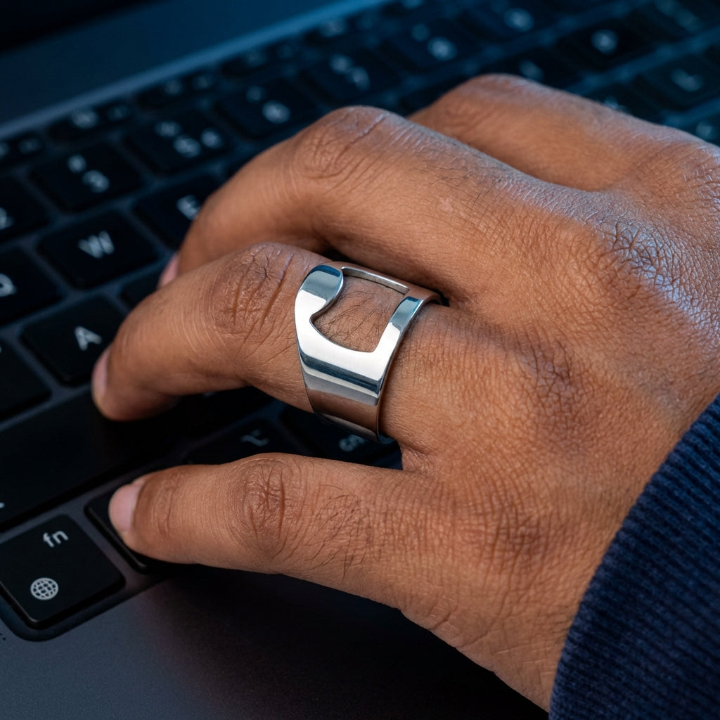 Funky Steel Bottle Opener Ring | REAL Steel– For Men | Includes: Ring