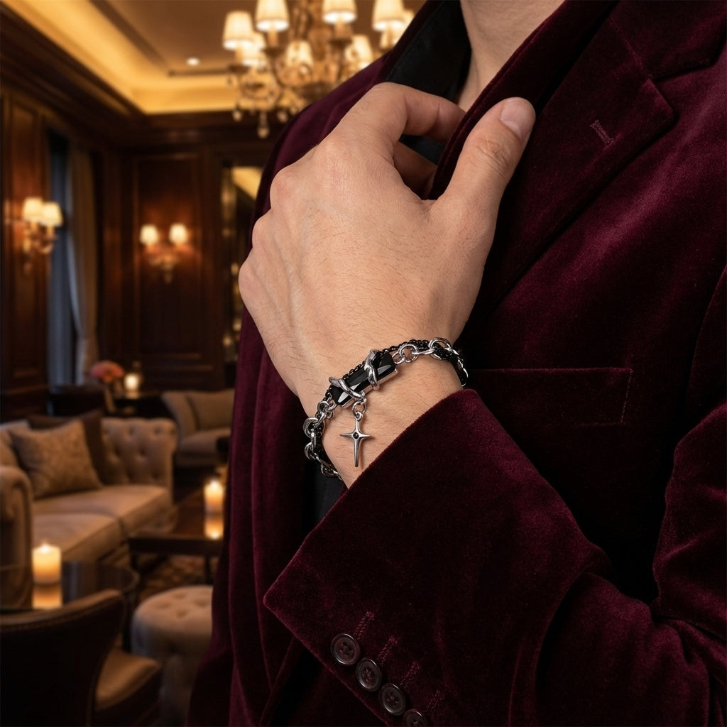 Modern Design Bold Cross Bracelet | Stainless Steel - For Men | Includes: Bracelet