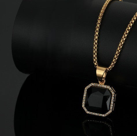 Ultra BOLD Posh BLACK Zircon Golden Necklace | 18K PVD REAL Gold Plated- For Men| Includes: Necklace