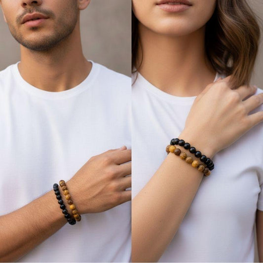 Wisdom Stacked Bracelets | Mariam Stone - For Unisex | Includes: Bracelets (Set of 2)