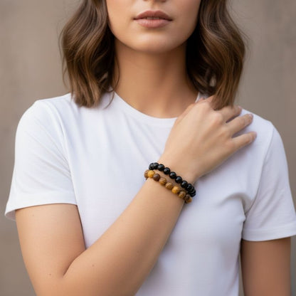 Wisdom Stacked Bracelets | Mariam Stone - For Unisex | Includes: Bracelets (Set of 2)