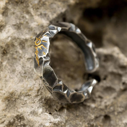 Oxidised Warrior Ring Flexi Size | Copper– For Men | Includes: Ring