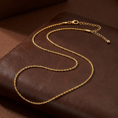 Golden Rope Lean Steel Chain (2mm) | 18K PVD Gold Plated- For Men| Includes: Necklace