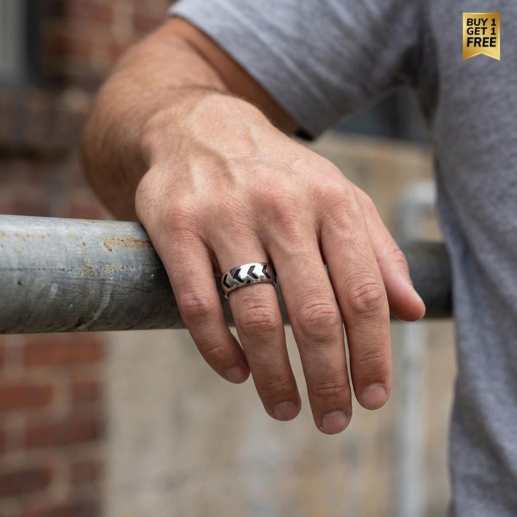 Multi Arrow Sturdy Titanium Steel Ring | PVD Plated– For Men | Includes: Ring