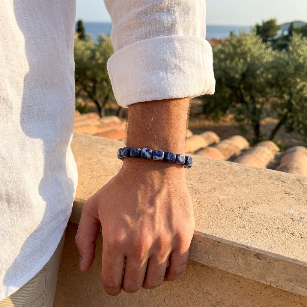 Inner Peace & Communication Tumble Bracelet | Sodalite Stone - For Men | Includes: Bracelet