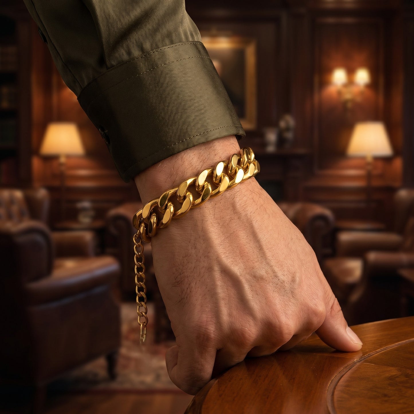 REAL GOLD Finish Ultra Bold Link 13MM Flexi Bracelet | 18K PVD Gold Plated - For Men | Includes: Bracelet