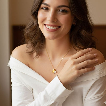 Zircon Heart Necklace | 18K PVD Gold Plated - For Women | Includes: Necklace