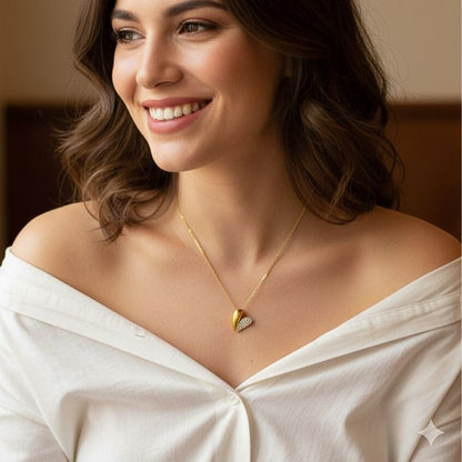 Zircon Heart Necklace | 18K PVD Gold Plated - For Women | Includes: Necklace