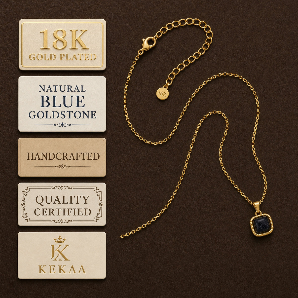 Stardust Black Sparkle CUSHION Necklace | Gold-Tone - For Women | Includes: Necklace