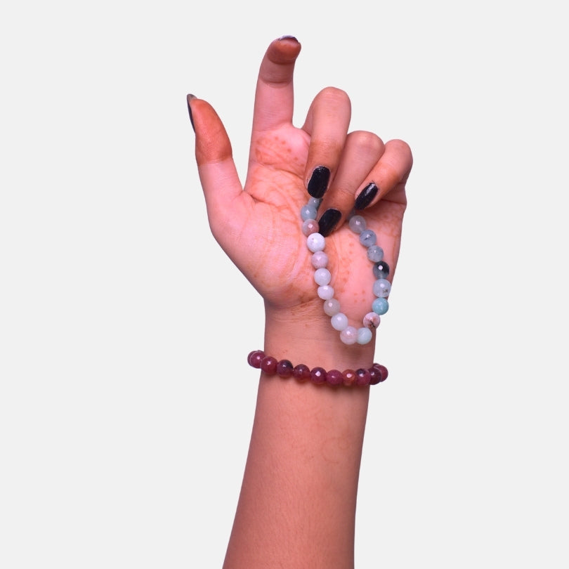 Soul Contrast Duo | Amazonite & Garnet Stones - For Women | Includes: Bracelet (Set of 2)