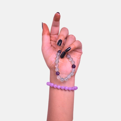 Mystic Garden duo Bracelets | Kunzite & Fluorite Stones – For Women | Includes: Bracelet (Set of 2)