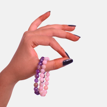 Serene Radiance duo | Honey Jade & Amethyst Stones – For Women | Includes: Bracelet ( Set of 2)