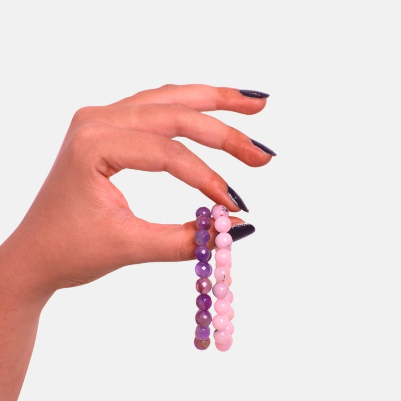 Serene Radiance duo | Honey Jade & Amethyst Stones – For Women | Includes: Bracelet ( Set of 2)