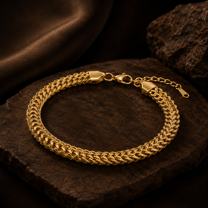 New Weave BOLD Design Flexi Golden 12MM Bracelet | 18K PVD Gold Plated- For Men | Includes: Bracelet