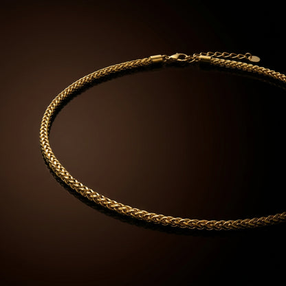 Golden Wheat Regular Steel Chain (4mm) | 18K PVD Gold Plated- For Men| Includes: Necklace