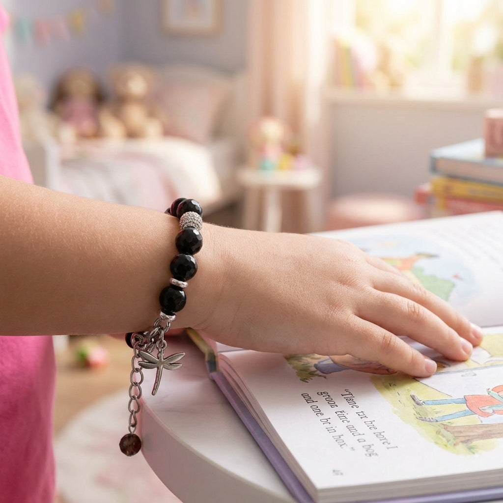 Shielding Obsidian Bracelet | Black Obsidian - For Kids Girls | Includes: Bracelet