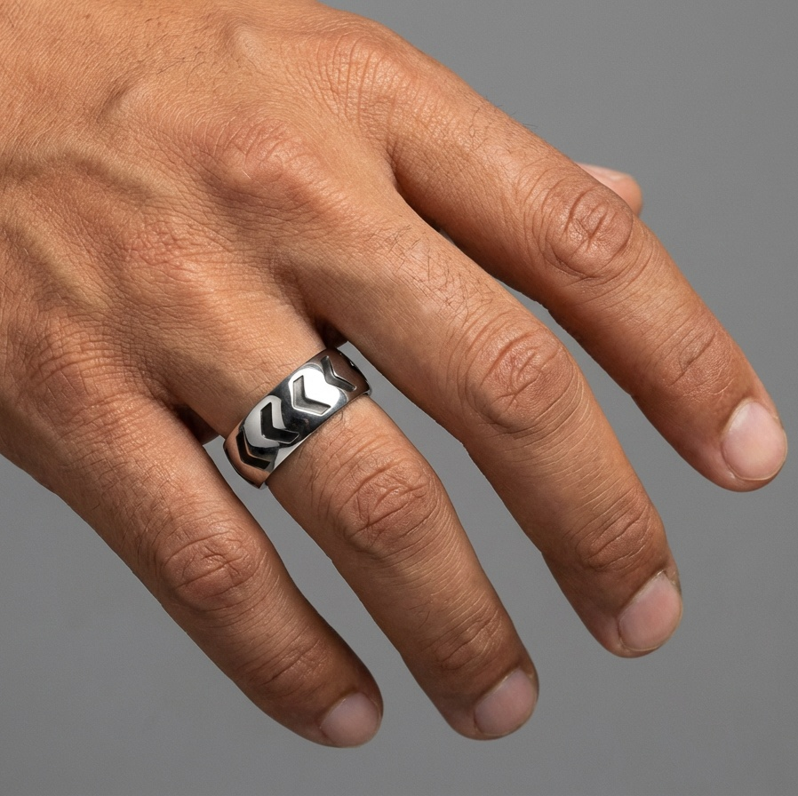 Multi Arrow Sturdy Titanium Steel Ring | PVD Plated– For Men | Includes: Ring