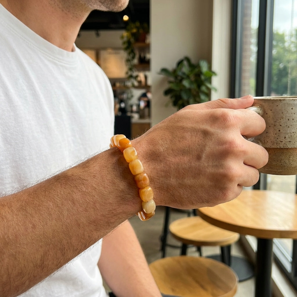 Prosperity & Joy Tumble Bracelet | Yellow Jade Stone - For Men | Includes: Bracelet