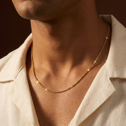 Golden Rope Lean Steel Chain (2mm) | 18K PVD Gold Plated- For Men| Includes: Necklace