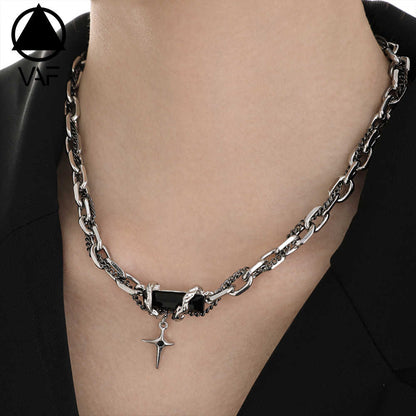 Statement Double Chain Necklace | Gemstones - For Men | Includes: Necklace