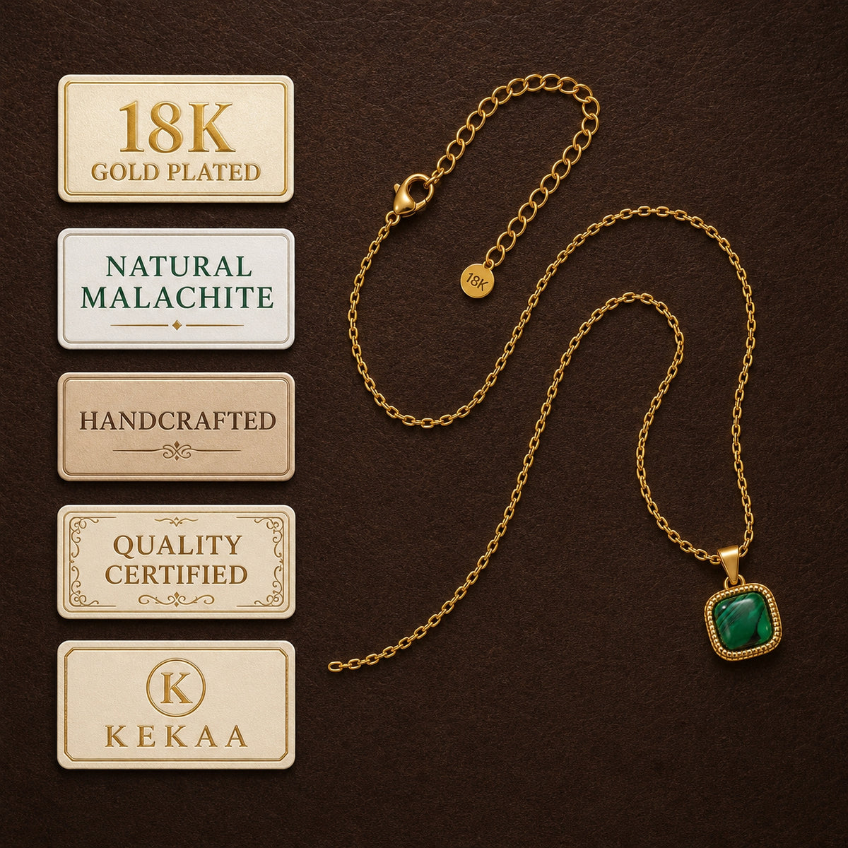 Forest Striped Green CUSHION Necklace | Gold-Tone - For Women | Includes: Necklace