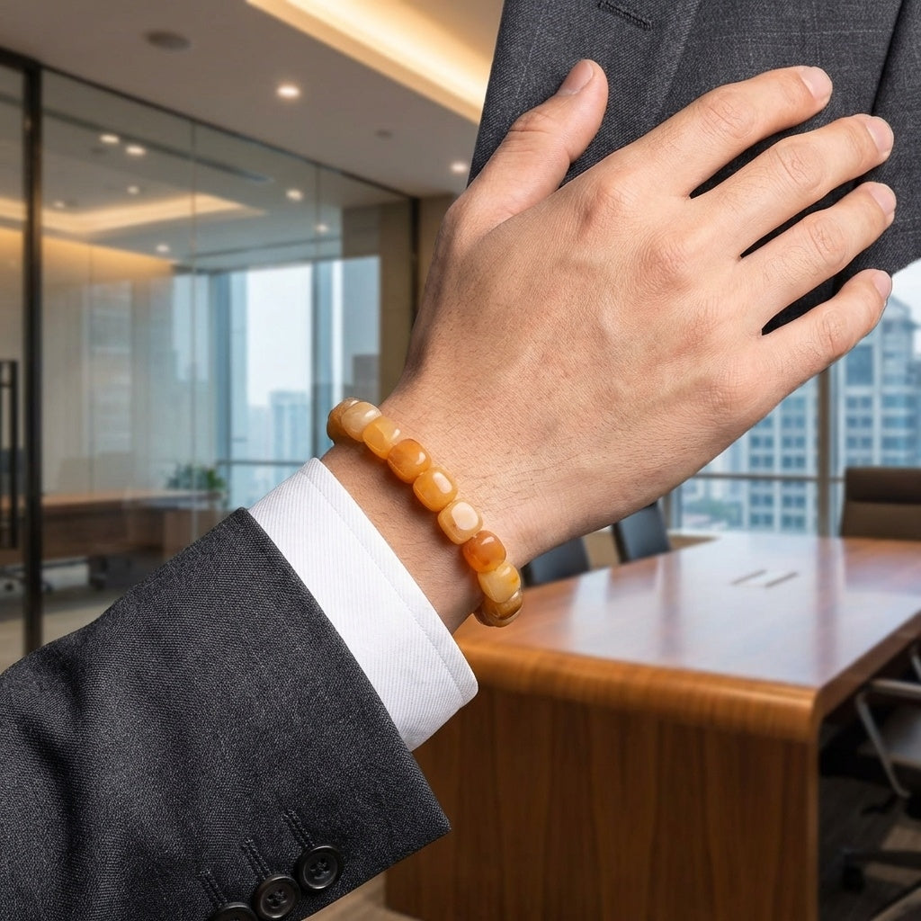Prosperity & Joy Tumble Bracelet | Yellow Jade Stone - For Men | Includes: Bracelet