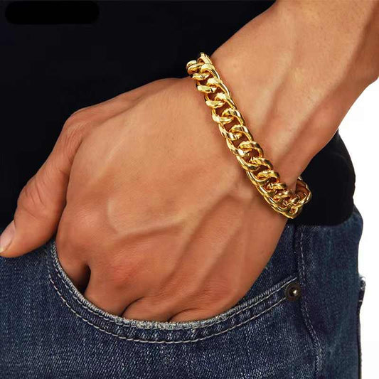 Minimal Design Link Chain Bracelet | 18k PVD Gold Plated - For Men | Includes: Bracelet