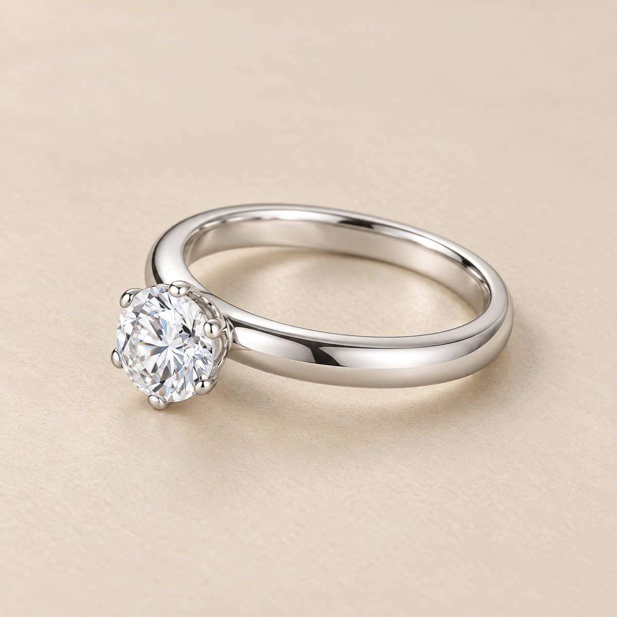 Classic Silverish Dainty Solitaire Zircon Ring | PVD Plated Steel- For Women | Includes: Ring