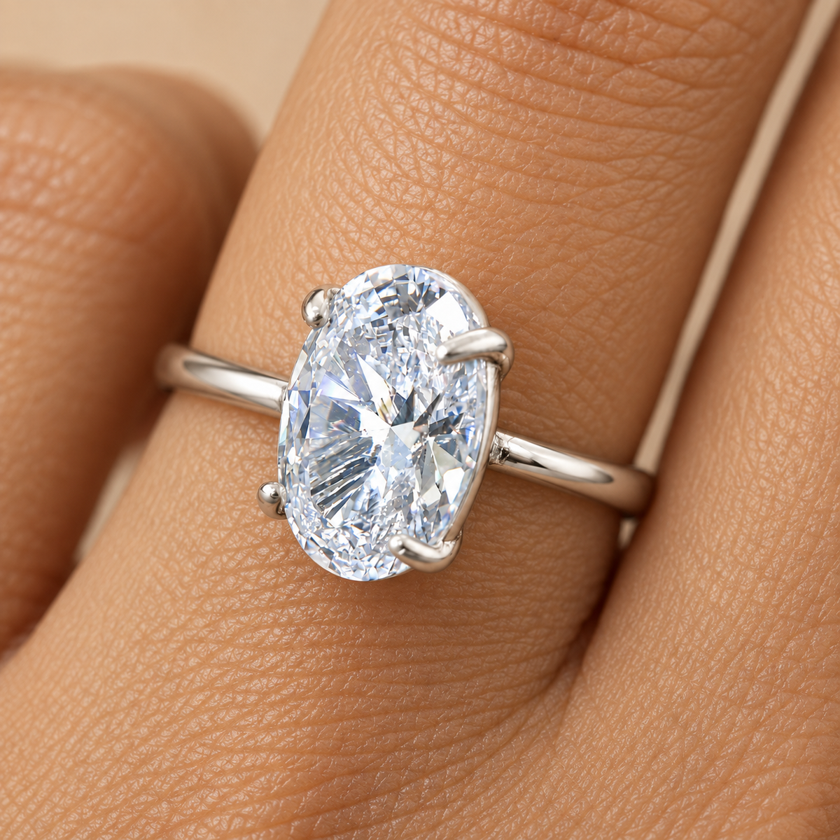 Big Solitaire Zircon Ultra Premium Silverish Ring | PVD Plated Steel- For Women | Includes: Ring