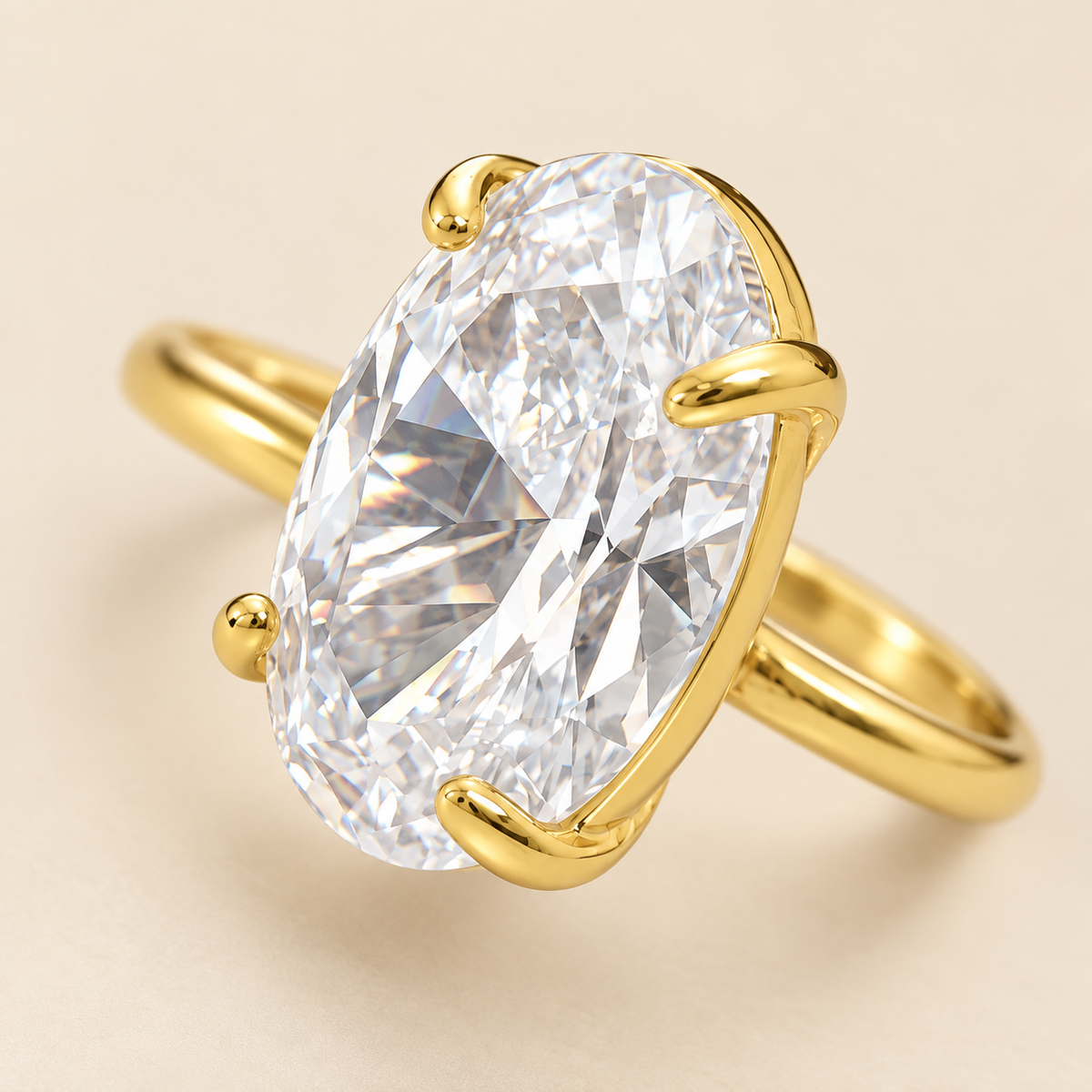 Big Solitaire Zircon Ultra Premium Ring | 18K PVD Gold Plated- For Women | Includes: Ring