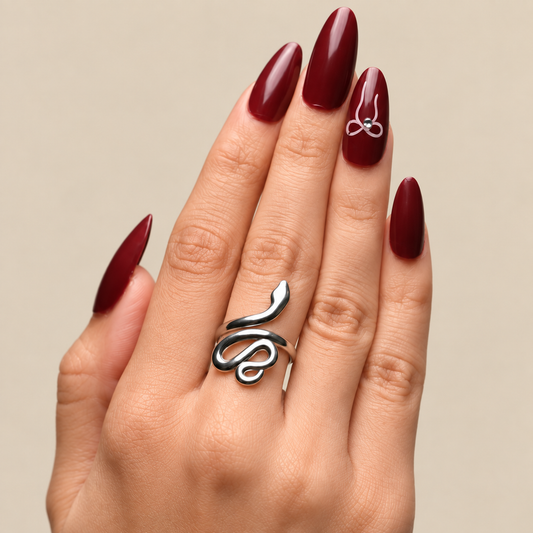 Silversish Snaky Ring | PVD Plated Steel- For Women | Includes: Ring