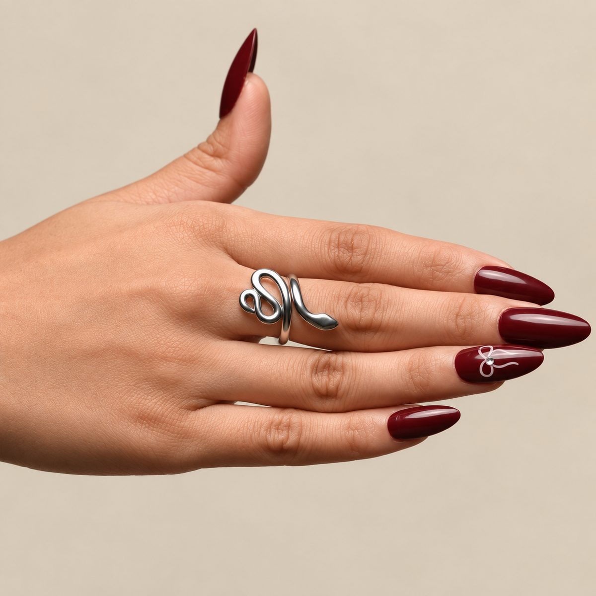 Silversish Snaky Ring | PVD Plated Steel- For Women | Includes: Ring