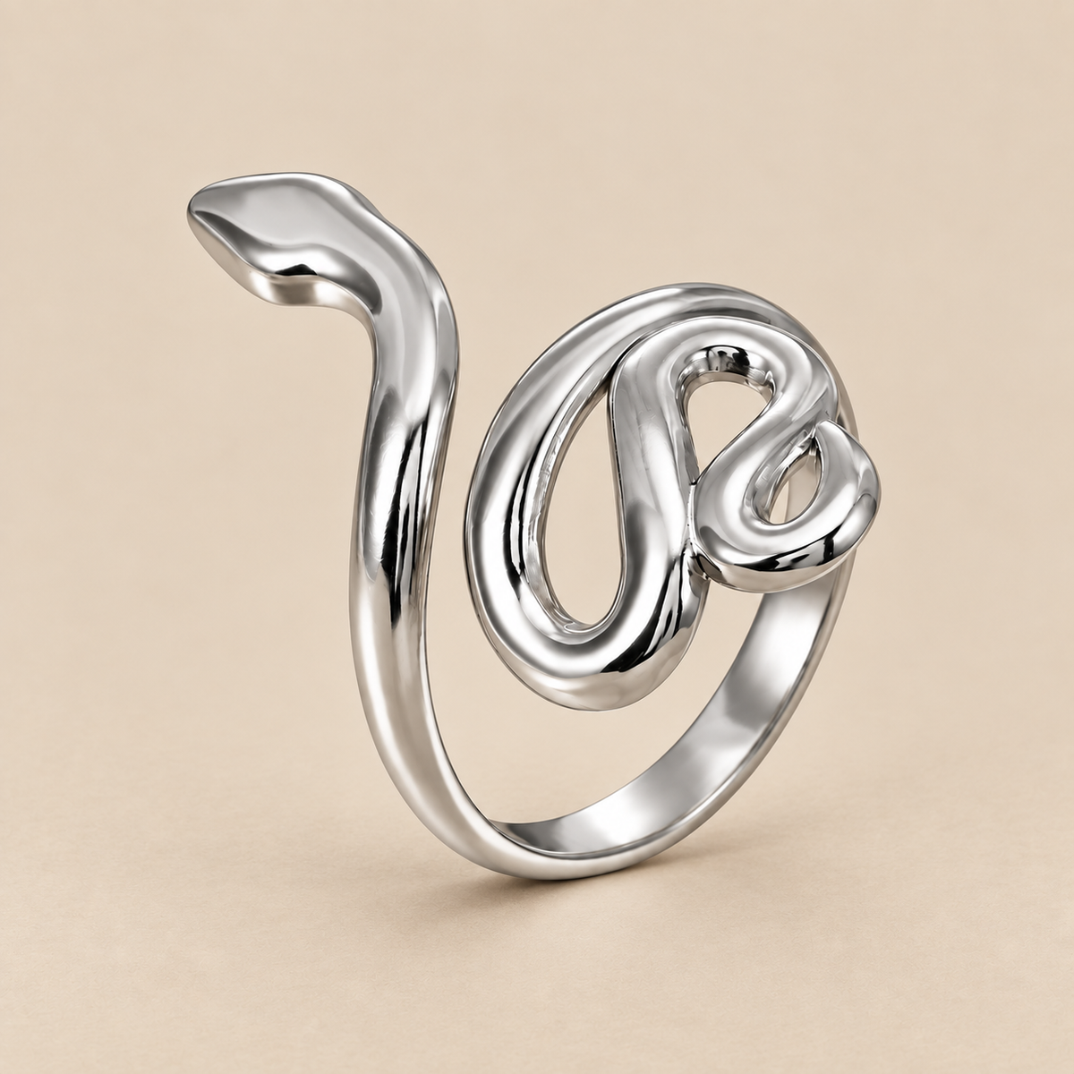 Silversish Snaky Ring | PVD Plated Steel- For Women | Includes: Ring