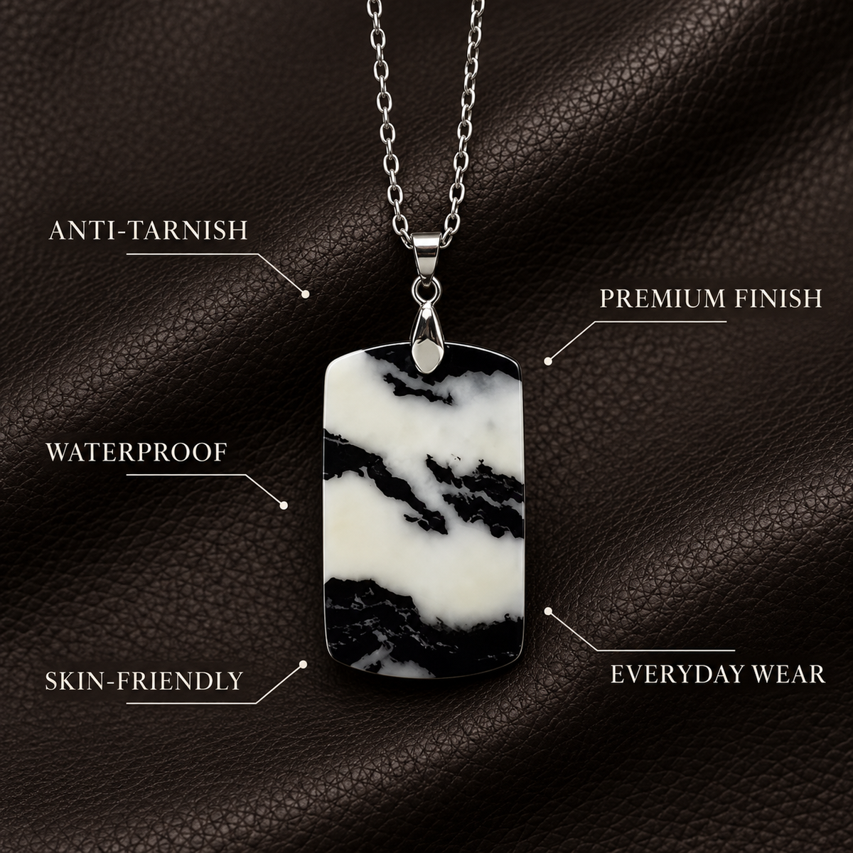 Monochrome Black & White BOLD Necklace | Silver-Tone - For Women | Includes: Necklace