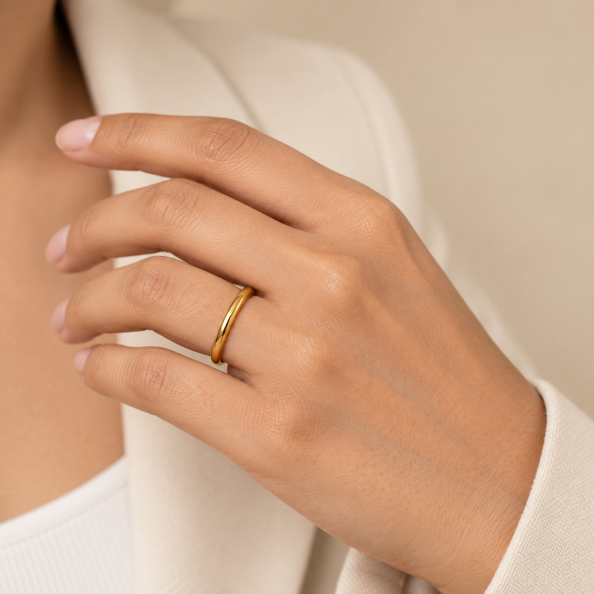 Everyday Solitaire Zircon Ring | 18K PVD Gold Plated- For Women | Includes: Ring