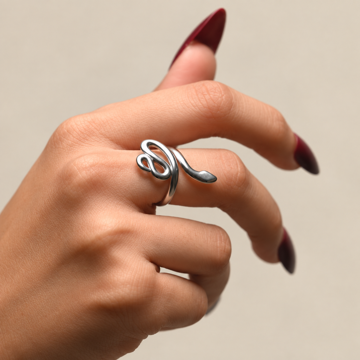Silversish Snaky Ring | PVD Plated Steel- For Women | Includes: Ring