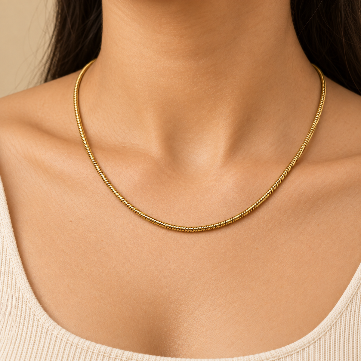 Essential SNAKE CHAIN Necklace | Gold-Tone - For Women | Includes: Necklace