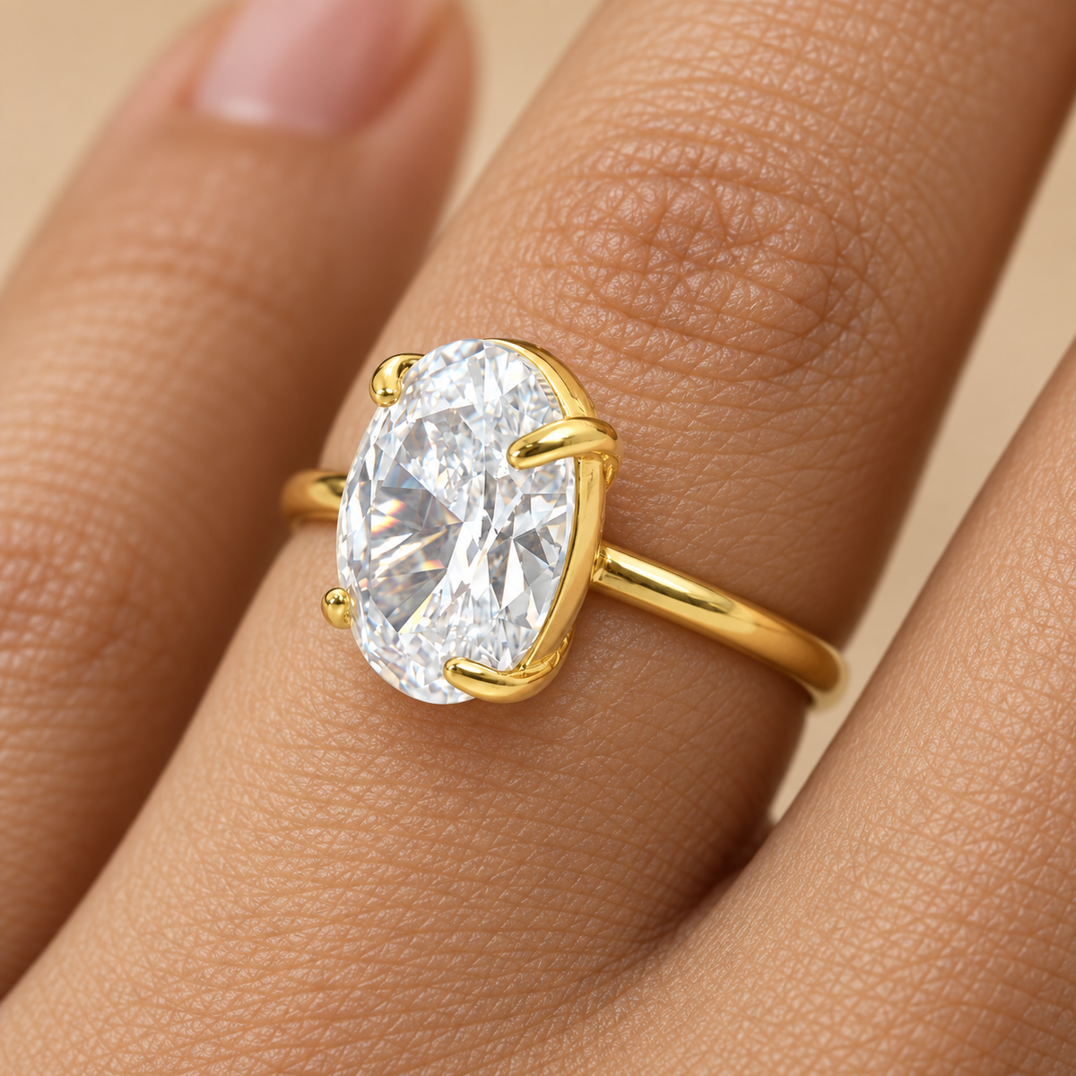 Big Solitaire Zircon Ultra Premium Ring | 18K PVD Gold Plated- For Women | Includes: Ring