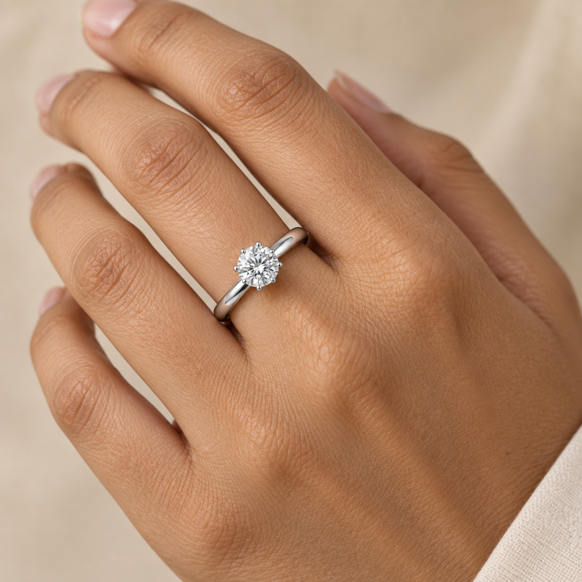 Classic Silverish Dainty Solitaire Zircon Ring | PVD Plated Steel- For Women | Includes: Ring