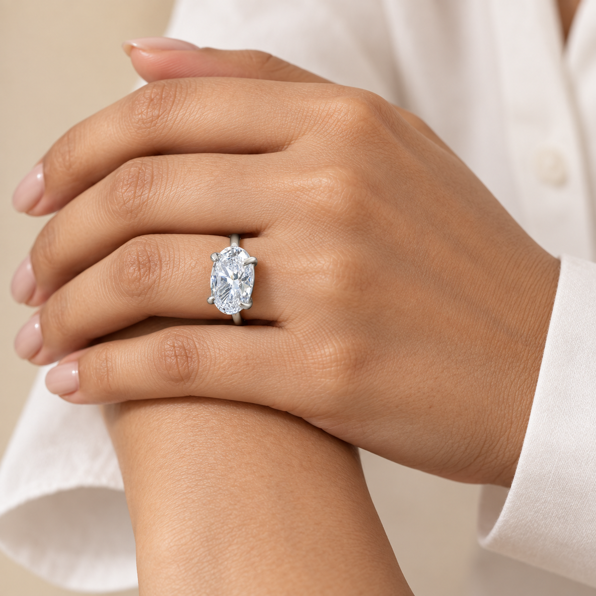 Big Solitaire Zircon Ultra Premium Silverish Ring | PVD Plated Steel- For Women | Includes: Ring