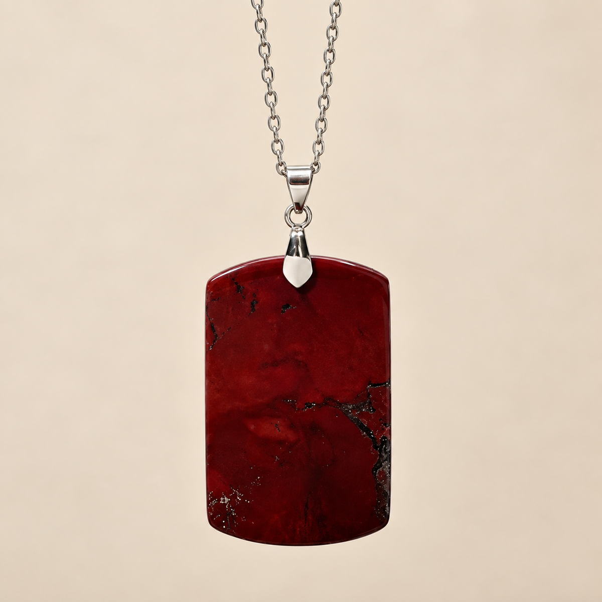 Vitality Red Jasper REAL Stone BOLD Necklace | Stainless Steel - For Women | Includes: Necklace