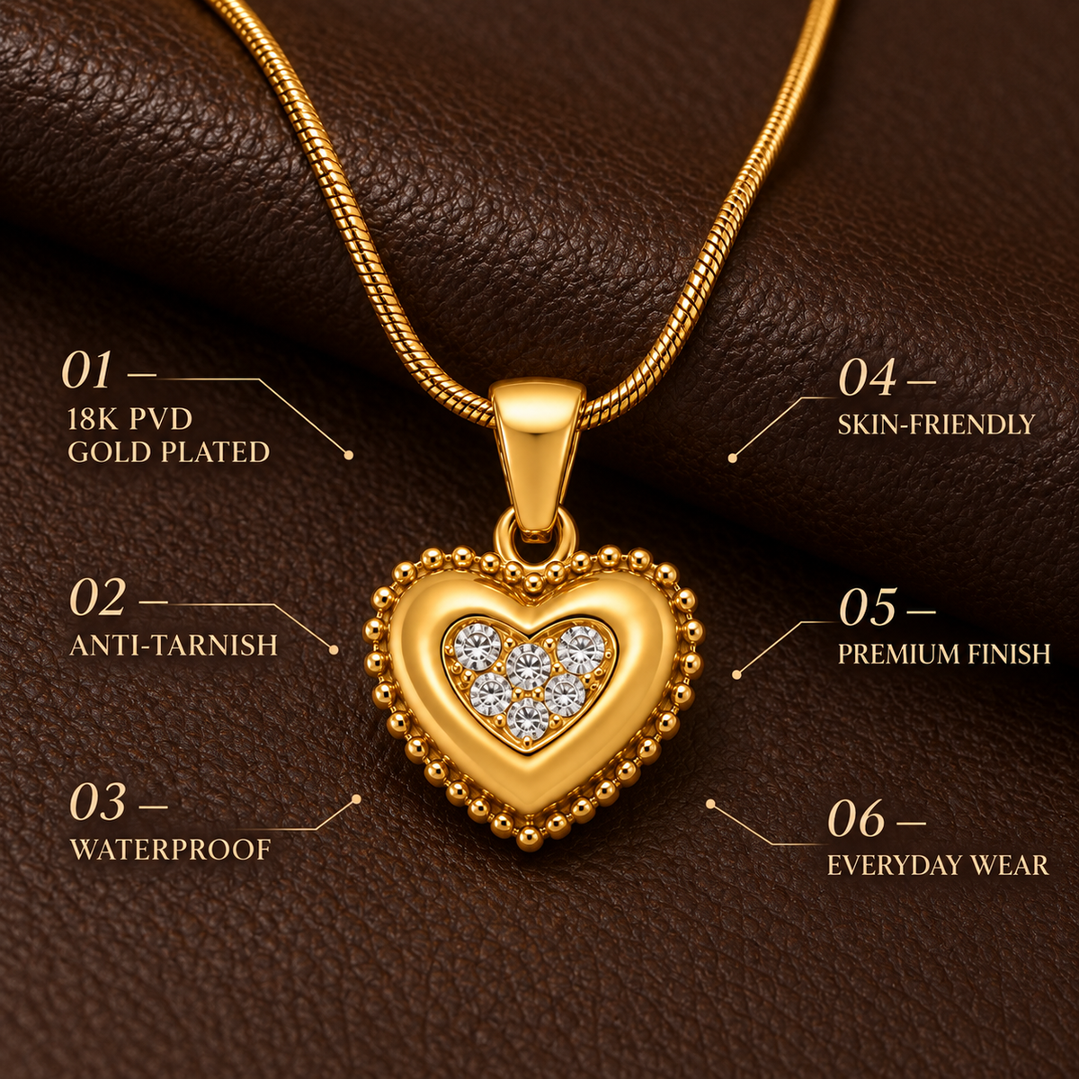 Cherish Beaded HEART CLUSTER Necklace | Gold-Tone - For Women | Includes: Necklace